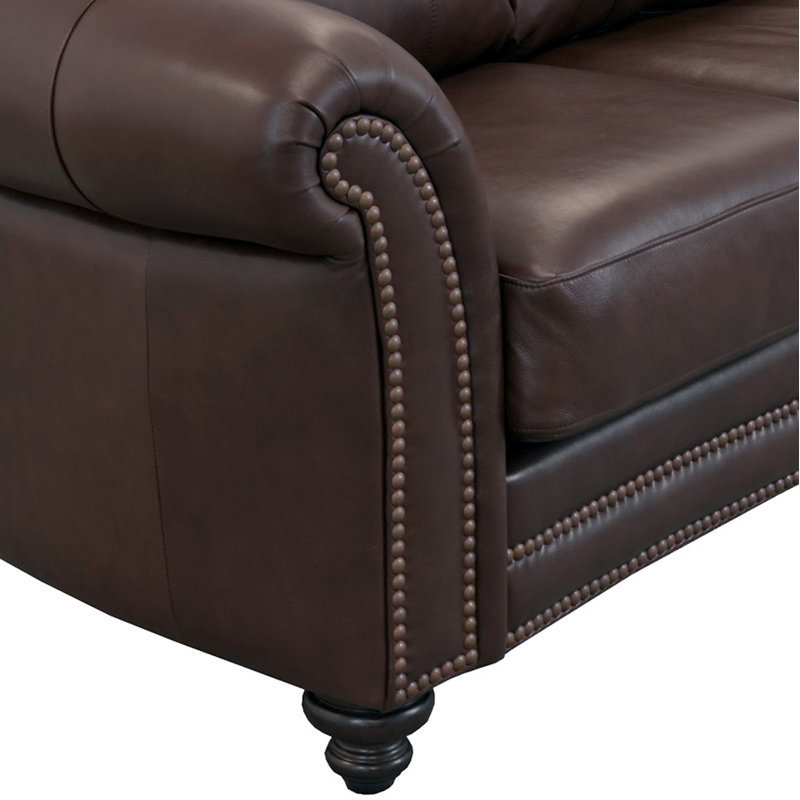 Causeuse Stephie, Cuir véritable brun foncé Berkshire