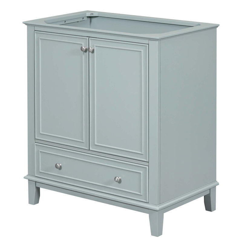 Meuble-lavabo 30 po sans lavabo, base seulement, armoire de salle de bain multifonctionnelle avec portes et tiroir, structure solide et panneau de fibres à densité moyenne