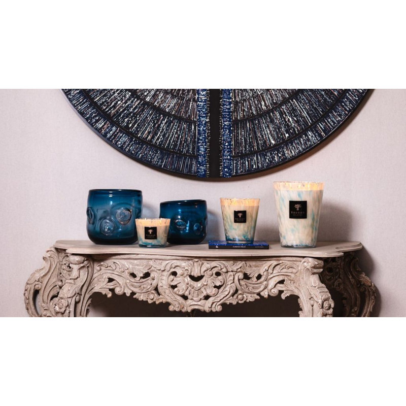 Pearls Sapphire Candle, 3.9" H x 5.07" W x 5.07" D