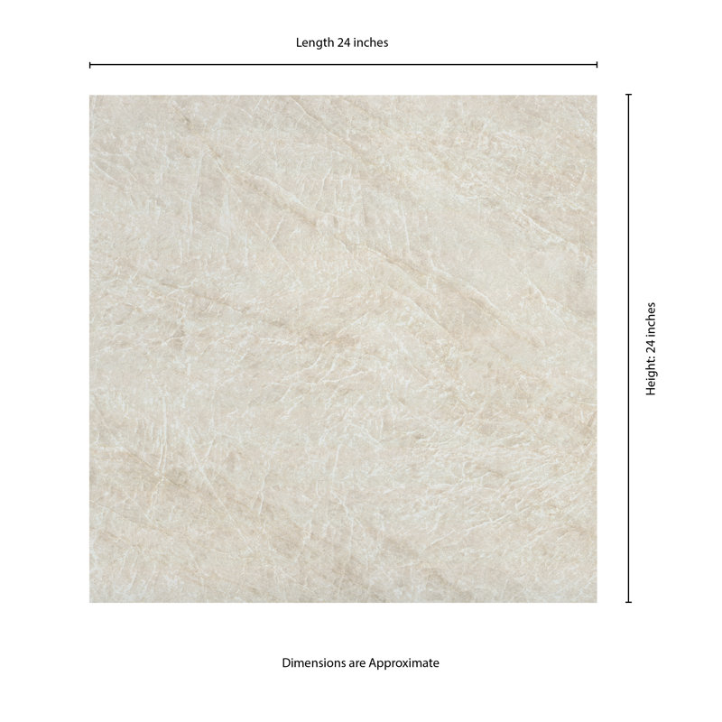 Pavé de style ivoire en porcelaine mate 24 po x 24 po x 0,75 po Ivoire (4 pieds carrés / unité, 2 pièces)