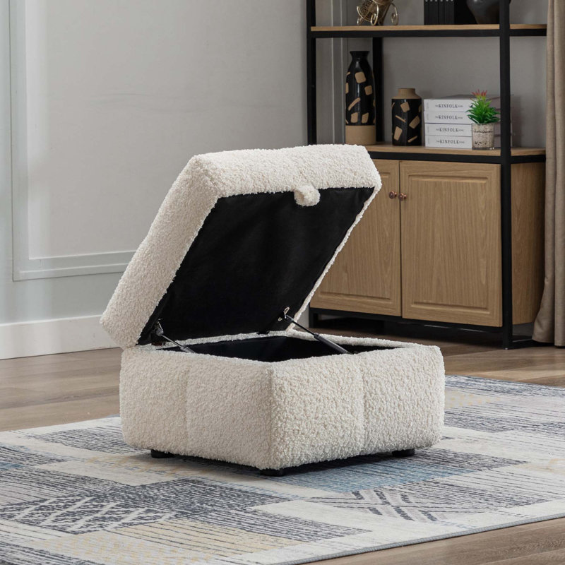 Canapé modulaire rembourré 4 pièces Ruvi, Tissu molletonné blanc crème