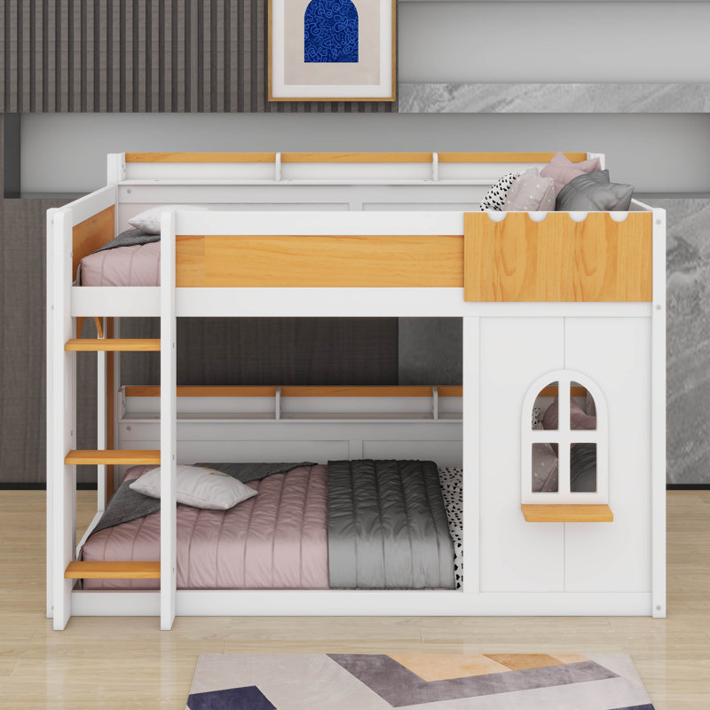 Twin Over Twin Bunk Bed With Shelves