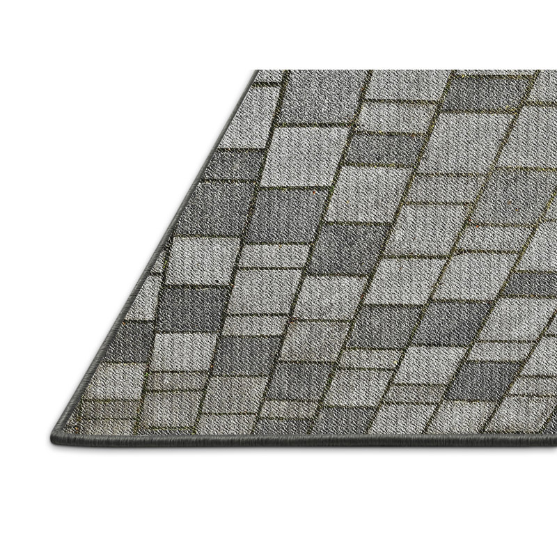 Tapis gris tissé à la machine, Rectangle 8 pi x 10 pi