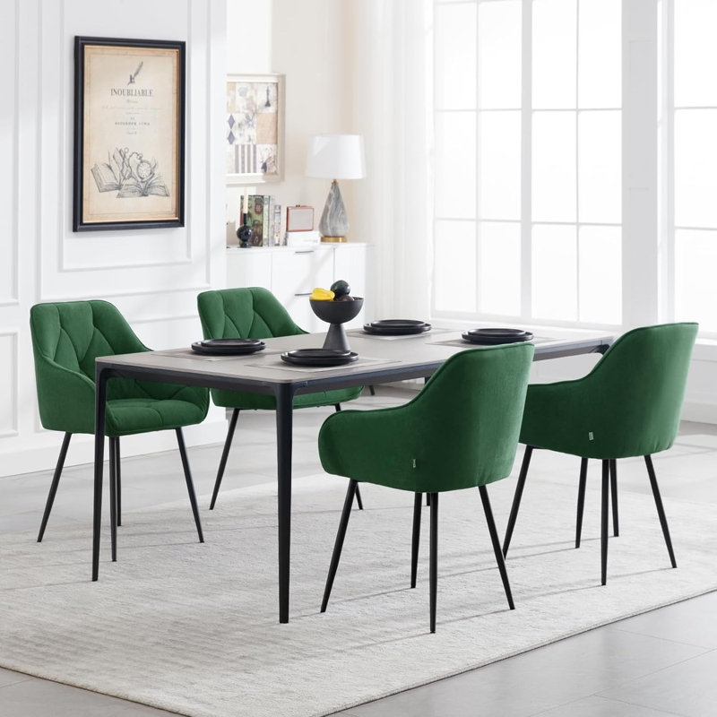 Bharmal 50.5cm H Velvet Upholstered Armchair, Dark Green, 2