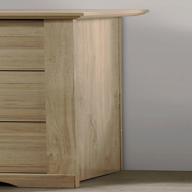 Commode 6 tiroirs, l 57 po avec poignées noires, Brun