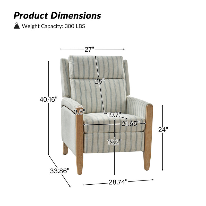 Fauteuil inclinable de 28,74 po Terren, Rayures bleues