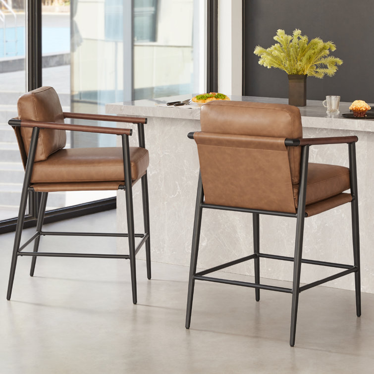 Atik Upholstered Counter Stool with Metal Frame