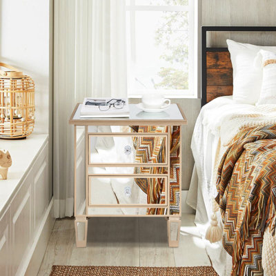 Cimmero 2 Drawer Storage Cabinet Nightstand in Silver Rose