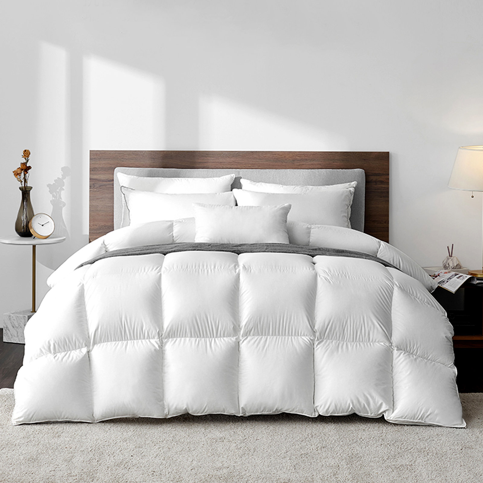 grey down comforter