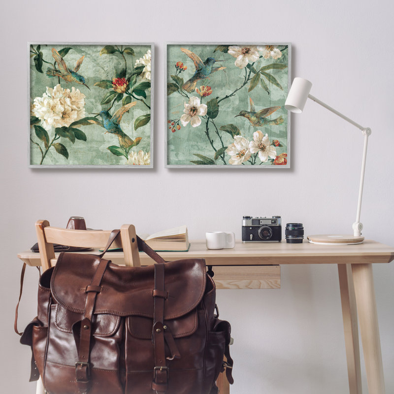 Hummingbirds & Florals, impression sur bois 2 pièces, Estampe numérique Farmhouse, H 24 po x l 48 po x P 1,5 po
