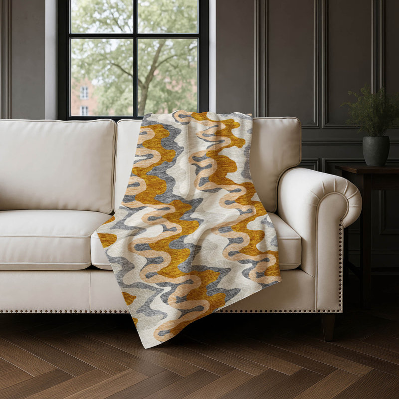 Jeté en laine Sherpa ASB750 Addison, Terre cuite abstraite
