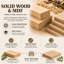 Structure de lit grand en bois massif avec tête et pied de lit, sommier à ressorts, design minimaliste rustique, naturel