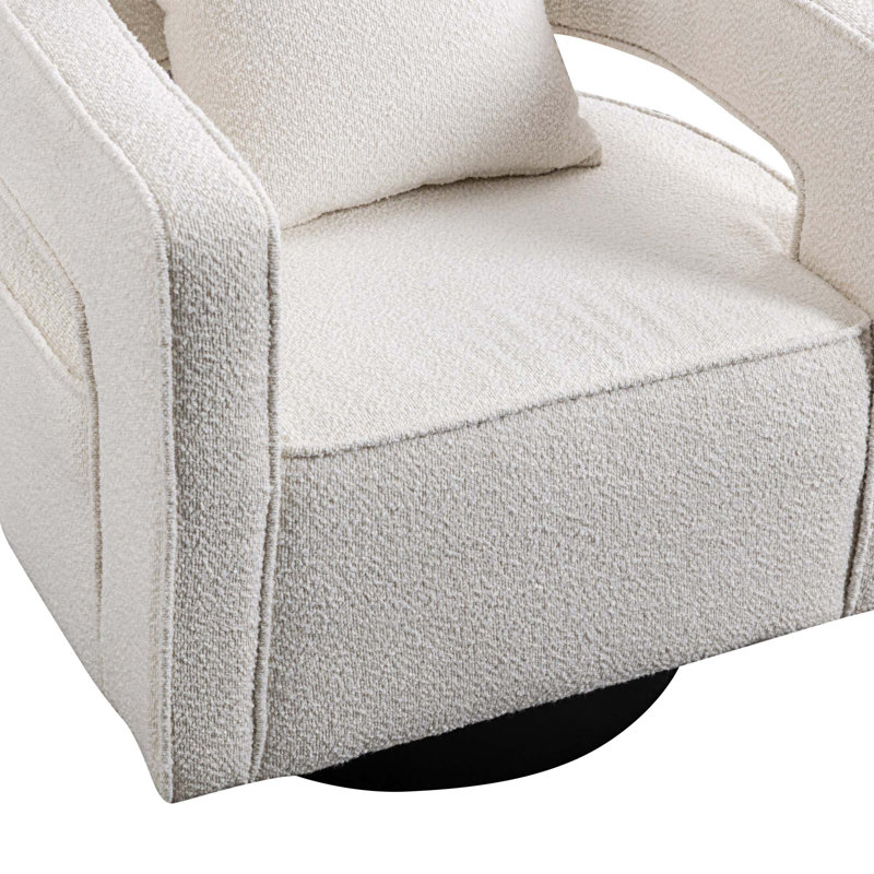 Fauteuil pivotant large de 29 po Caelyn, Bouclé ivoire