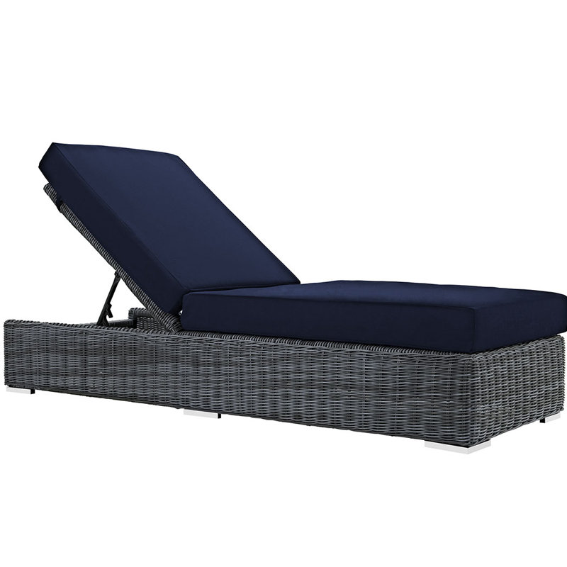Summon Outdoor Patio Sunbrella Chaise Lounge, Canvas Navy Sunbrella® Canvas