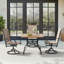 Outdoor Patio Dining Table With 1.57" Umbrella Hole, 35"X35" Wood-Like Texture, All-Weather Metal Frame For Poolside, Deck, Porch