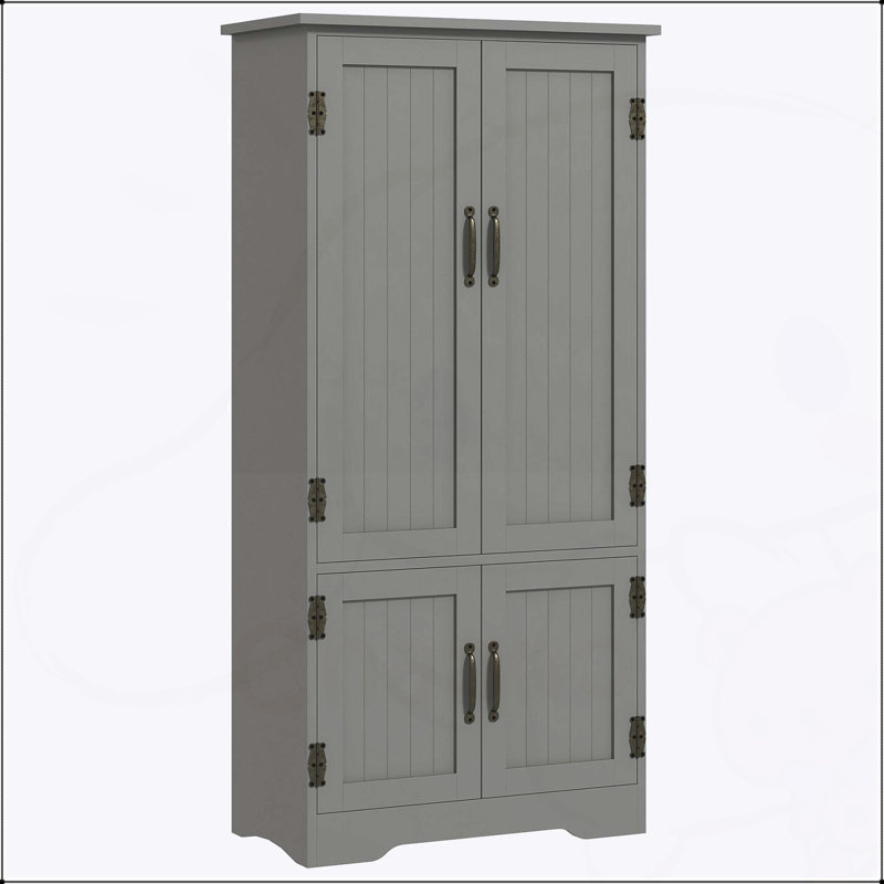 Garde-manger compact avec 2 tablettes réglables et 4 portes à panneaux pour un rangement organisé