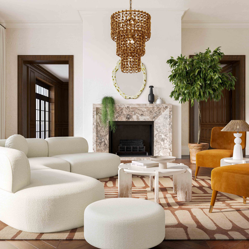Broohah Ottoman, Cream Boucle