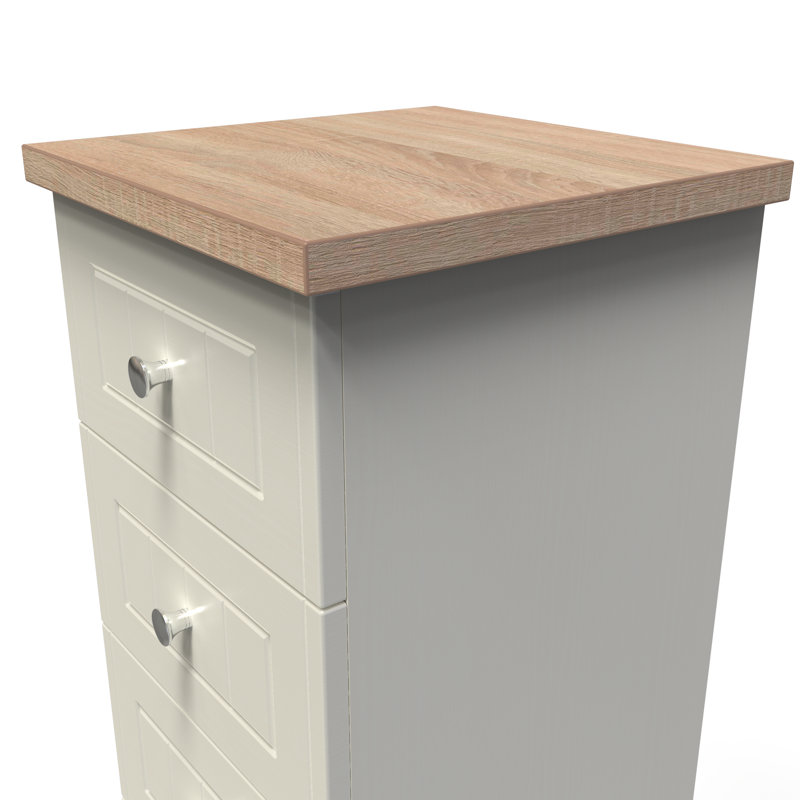 Fully Assembled Mitsuwa 5 - Drawer Chest of Drawers, Cream Ash/Oak