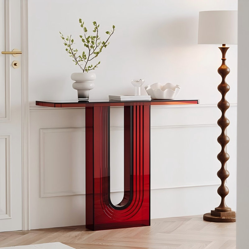 Modern Minimalist Amber Colour Acrylic Entryway Table
