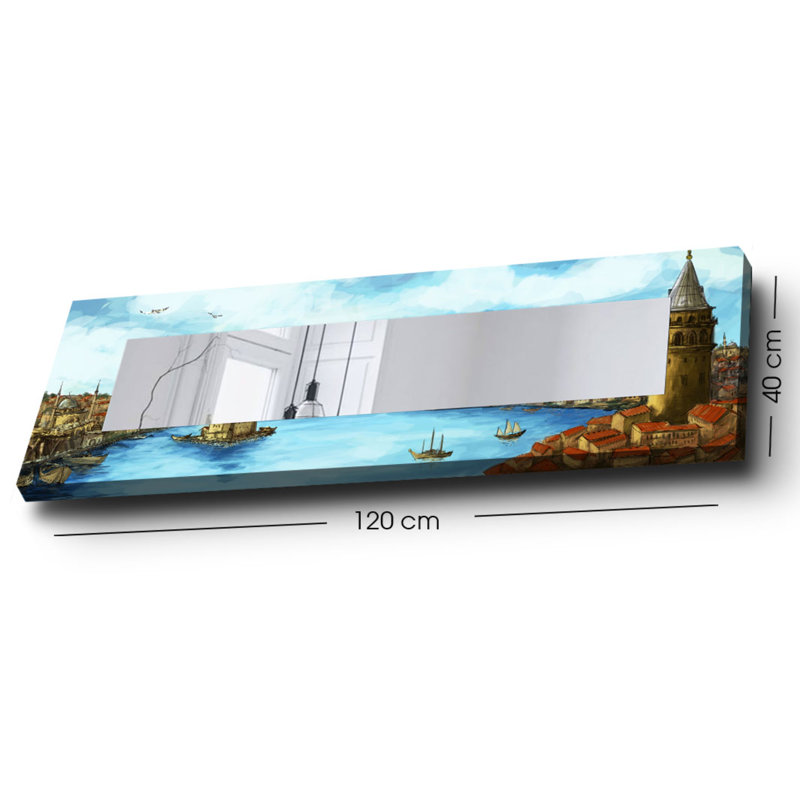 Élégant miroir décoratif avec cadre en bois, 15,7 x 47,2 pouces | 100% toile sur panneau de fibres à densité moyenne, épaisseur: 0,12 pouce | Taille réelle du miroir: 7,9 po x 39,4 po | Décoration murale élégante pour le salon, la chambre à coucher et le vestibule