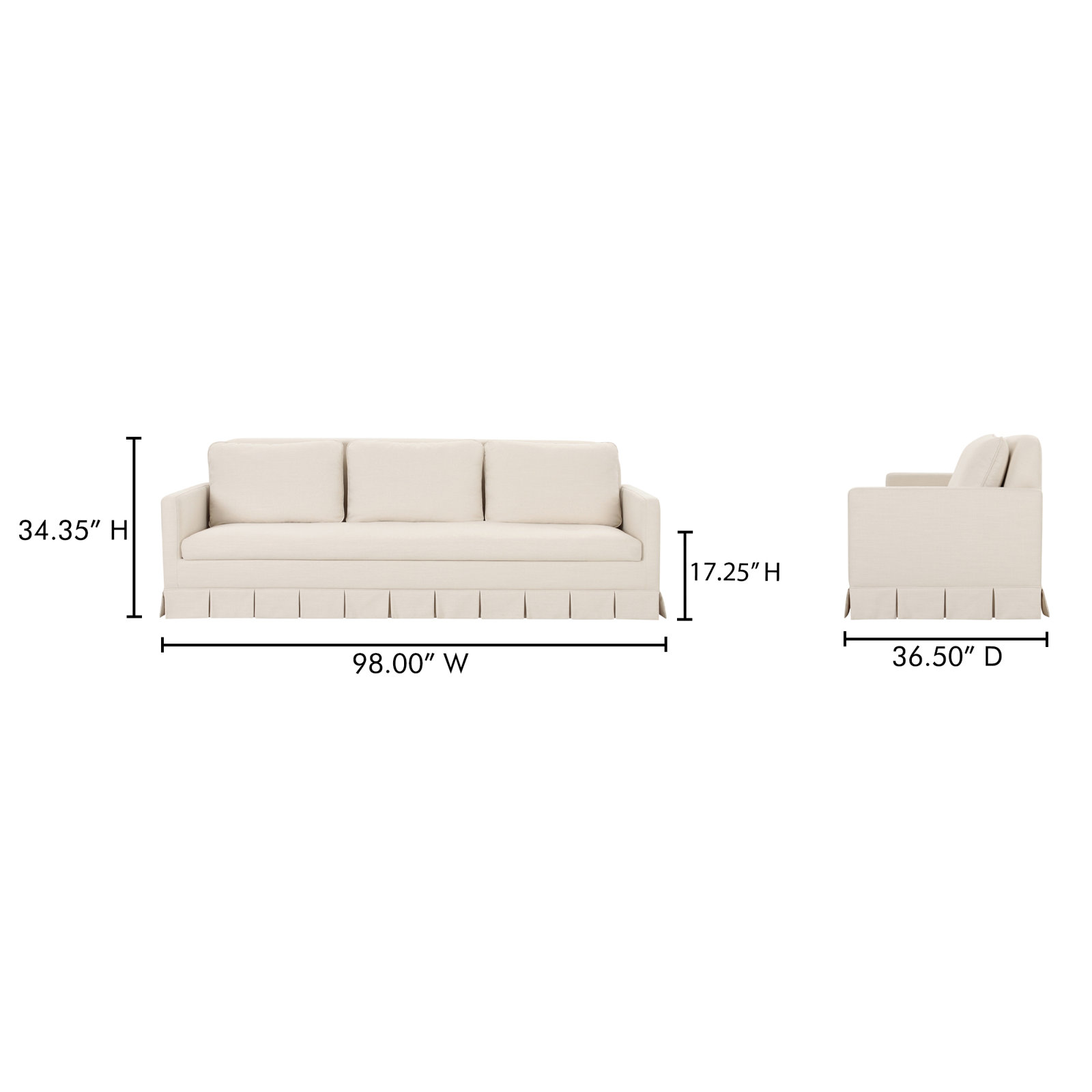 Pellicano Upholstered Sofa, Cream Polyester Blend