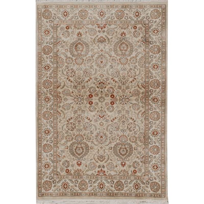 Hand-Knotted High-Quality Beige and Red Area Rug