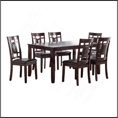 Modern Contemporary 7Pc Dining Set Espresso Finish Unique Eyelet Back 6X Side Chairs Cushion Seats Dining Room Furniture