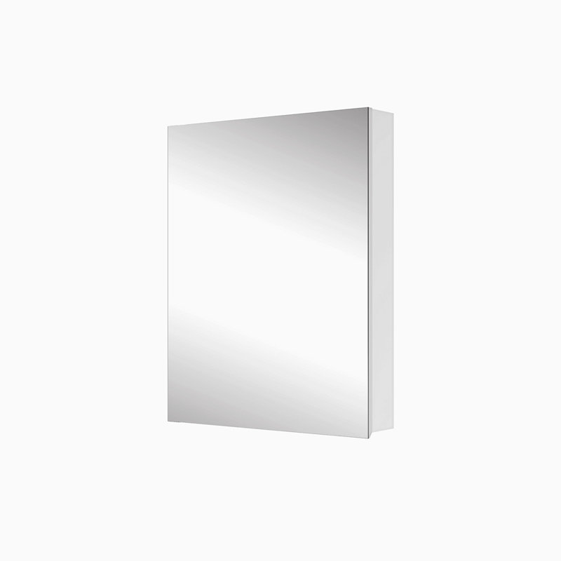 Pharmacie pour salle de bain à porte simple avec miroir, 24 po x l 30 po, H 24 po x H 30 po, bords biseautés, argent