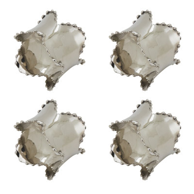 Beaded Edge Metal Napkin Rings (Set of 4) - Decorative Metal Napkin Rings for Everyday Dining Tables and Elegant Table Settings