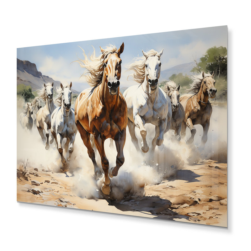 «Cowboy Wild Mustangs Cowboys», reproduction sur métal, H 12 po x l 20 po