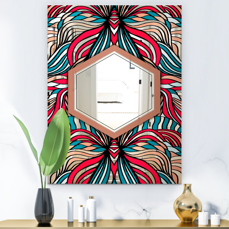 Bleu rose et blanc - miroir Mid-Century - impression sur miroir, H 24 po x l 32 po