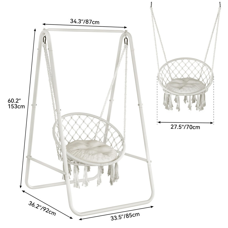 Hanging Chair with Stand, White