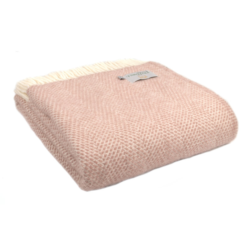 100% Pure New Wool Throws, Dusky Pink
