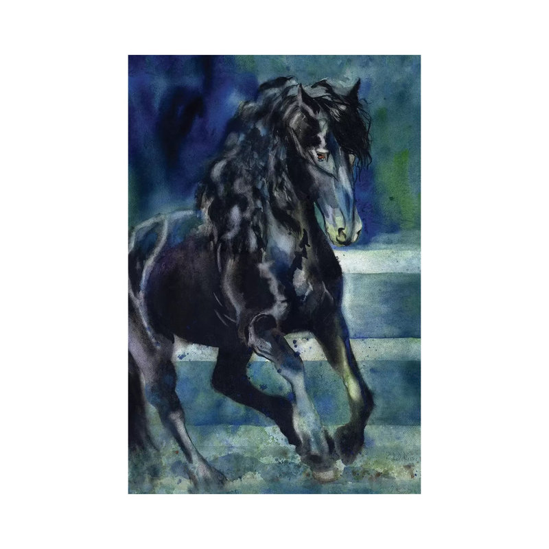 Friesian Gallop by Rachel Parker - Painting on Canvas, Wrapped Canvas, 30.48 cm H x 45.72 cm W