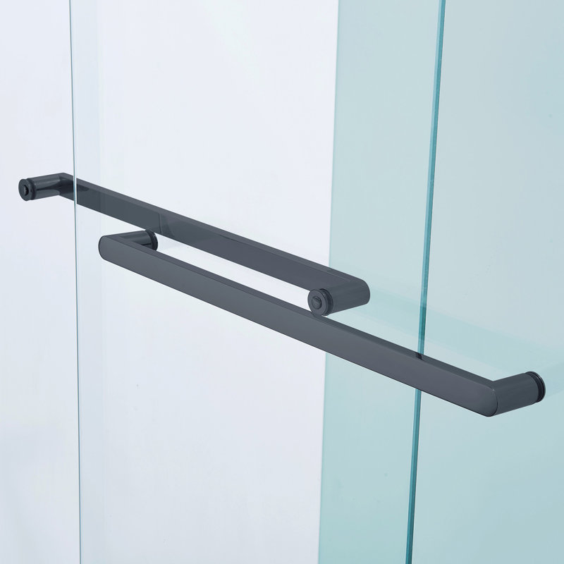 60" Matte Black Aluminum Framed Double Sliding Shower Door