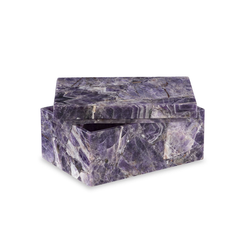 Handmade Amethyst Decorative Box, 5" H x 10" W x 7" D