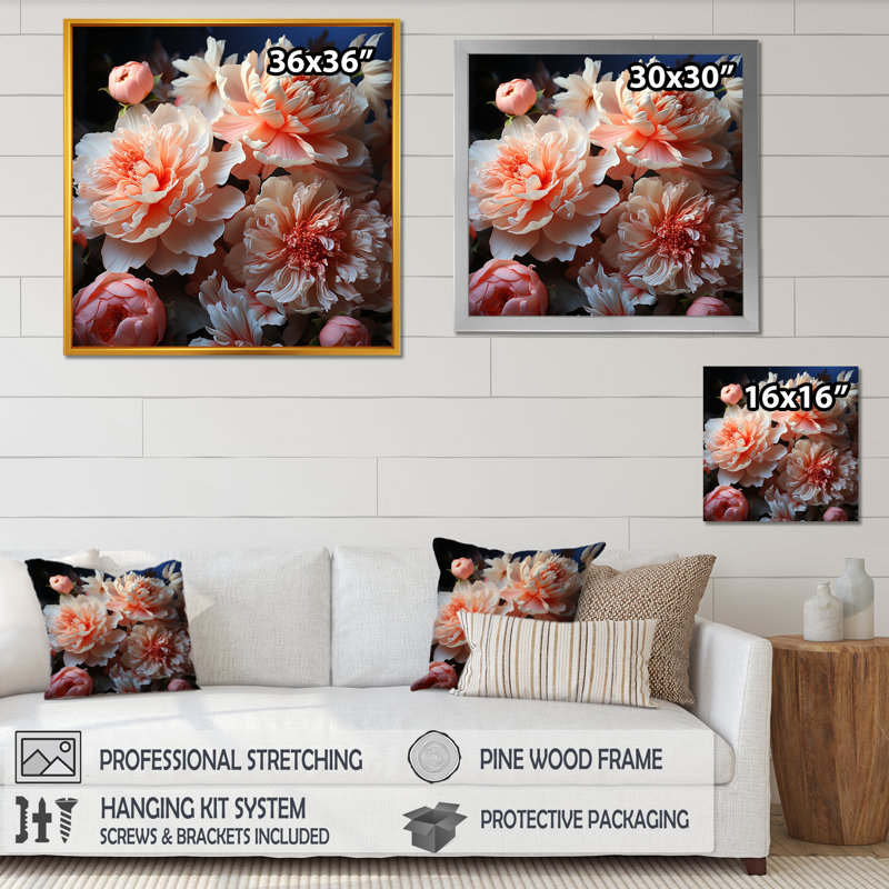 «Pink Elegant Peony Dreamscape II», reproduction d'art sur toile, Toile tendue, H 30 po x l 30 po
