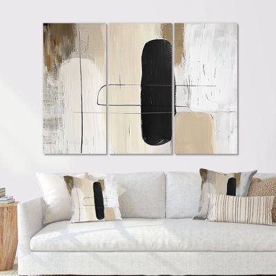 Compositions minimalistes et géométriques dans des tons de nature - ensemble d'art moderne mural Mid-Century