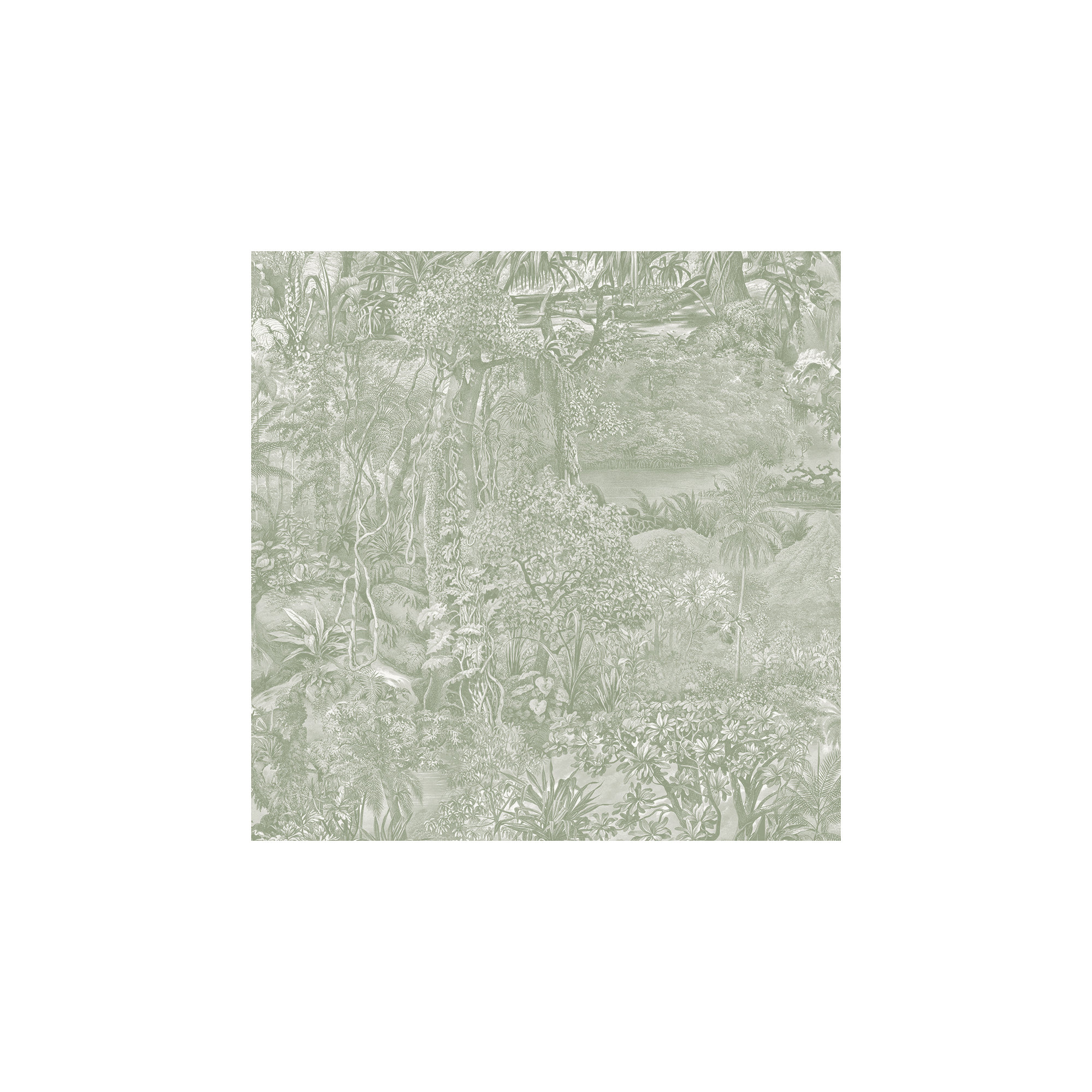 Jungle Toile Peel and Stick Wallpaper, 16.5" L x 20.5" W, Moss Green Toile