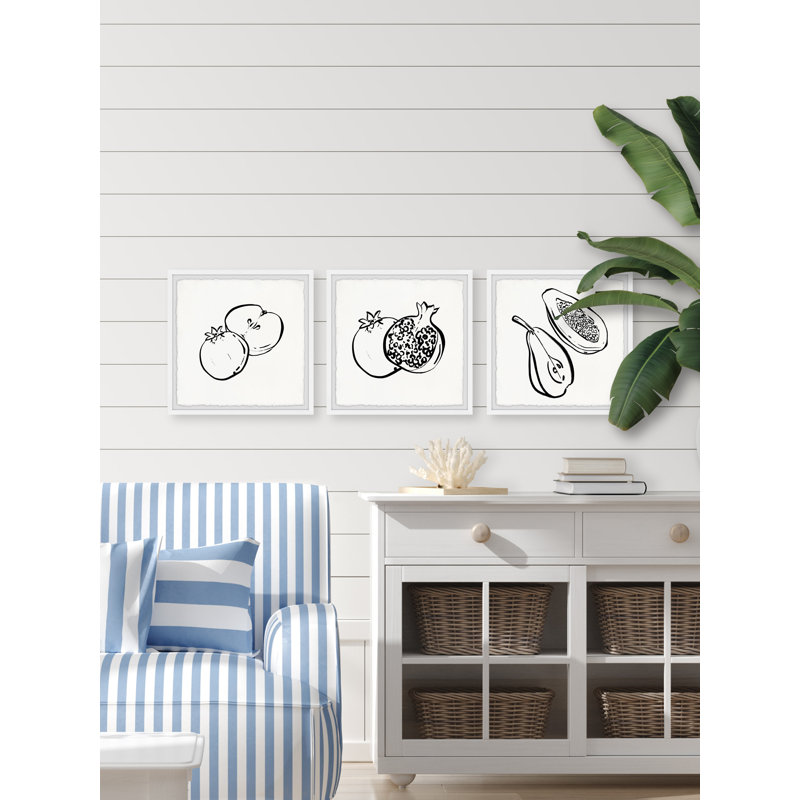 Fresh Fruits Sensation - 3 Piece Single Picture Frame Painting Set, 45cm H x 45cm W x 3.81cm D