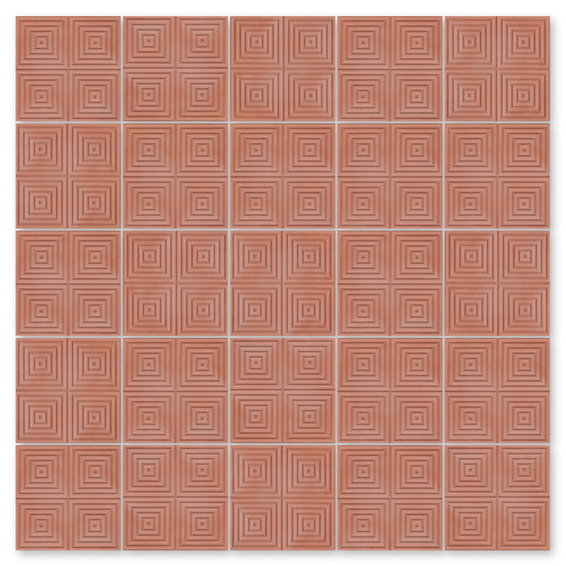 8" x 8" Straight Edge Cement Patterned Wall & Floor Tile, Terracotta