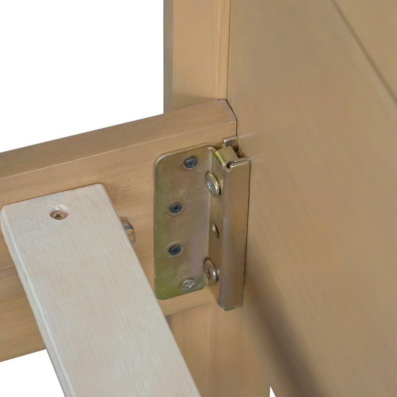 Grand lit en bois de pin massif, solide et stable, sans sommier, Brun, Queen