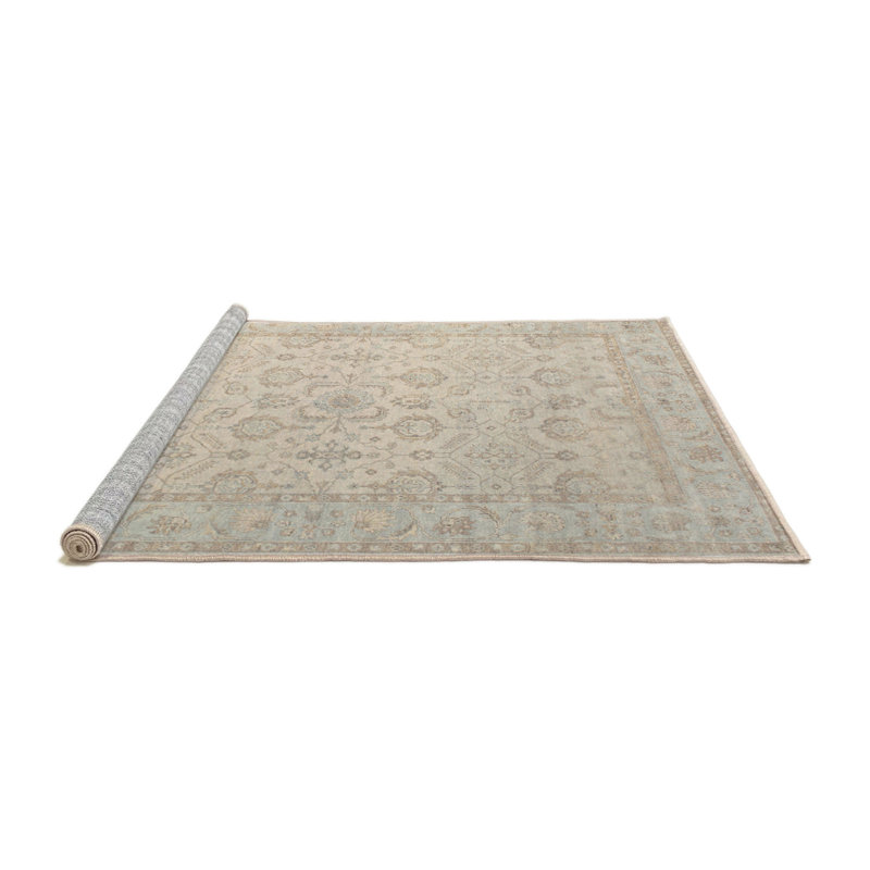 Tapis oriental multicolore tissé à la machine Oriental, Rond 4 pi