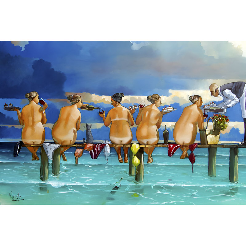  Officiellement sous licence «The Book Club Two» par Ronald West, affiche d'art - 36 x 24 po - reproduction décorative - papier affiche - prête à encadrer