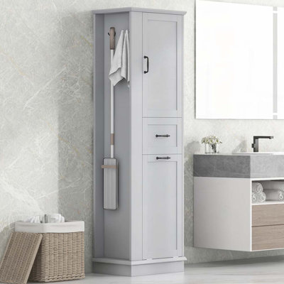 Armoire de rangement pour salle de bain avec compartiment inclinable, tablettes réglables