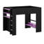 Lit mezzanine double avec bureau à hauteur réglable, garde-robe, grand espace de rangement et lumière RVB, lit mezzanine avec bureau