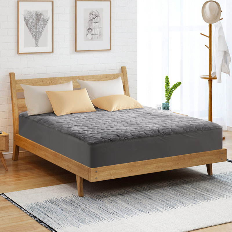 Fedeli Antimicrobial Flannel Heated Mattress Pad, Gray, King