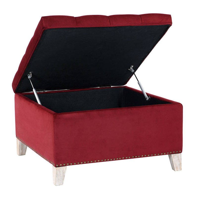 Kirsten Upholstered Ottoman, Red Velvet 