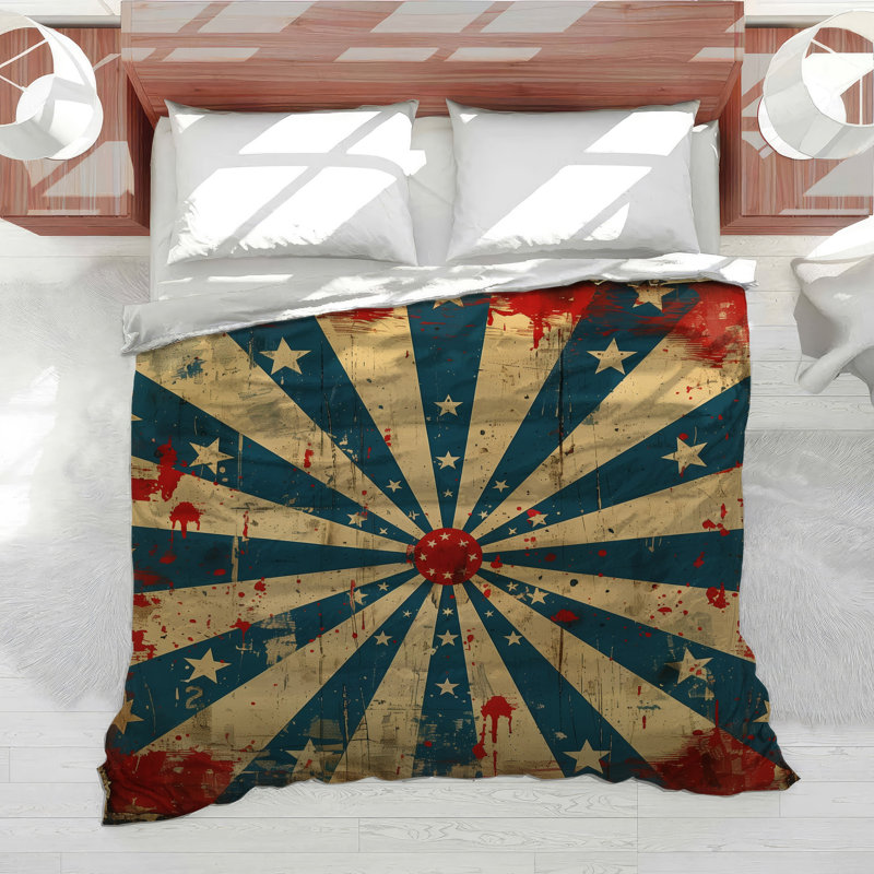 Retro Starburst Patriotic Cotton Blend Comforter, Twin Extra Long Comforter