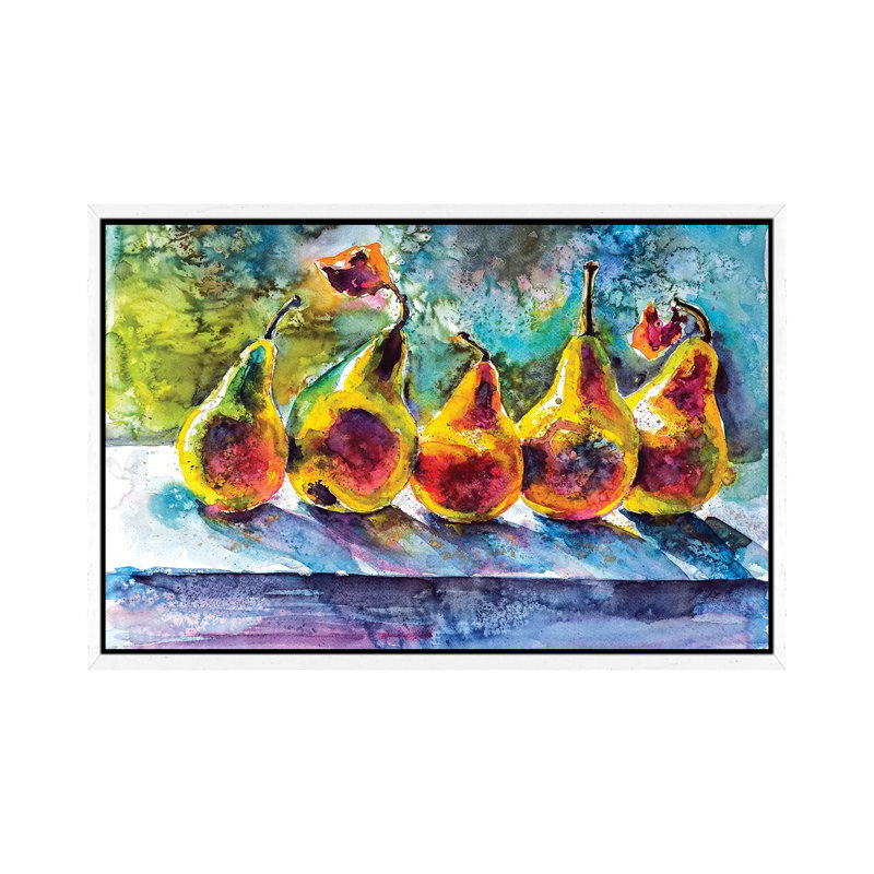 Pears 1 Piece Wall Art on Canvas, 101.6 cm H x 66.04 cm W, White Framed